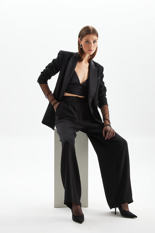 Tuxedo Suit Pants in Black