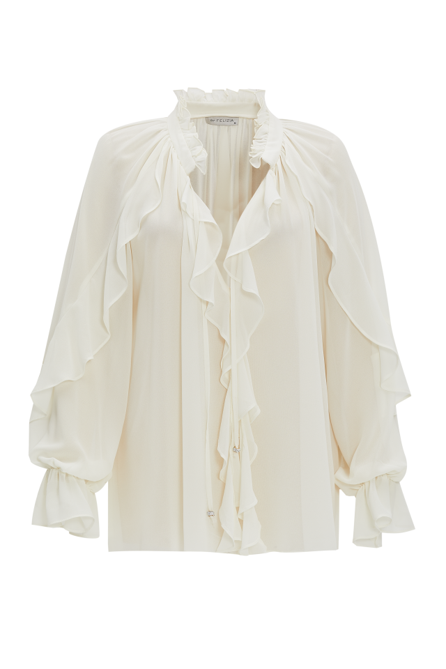 Ruffle Blouse in Ecru