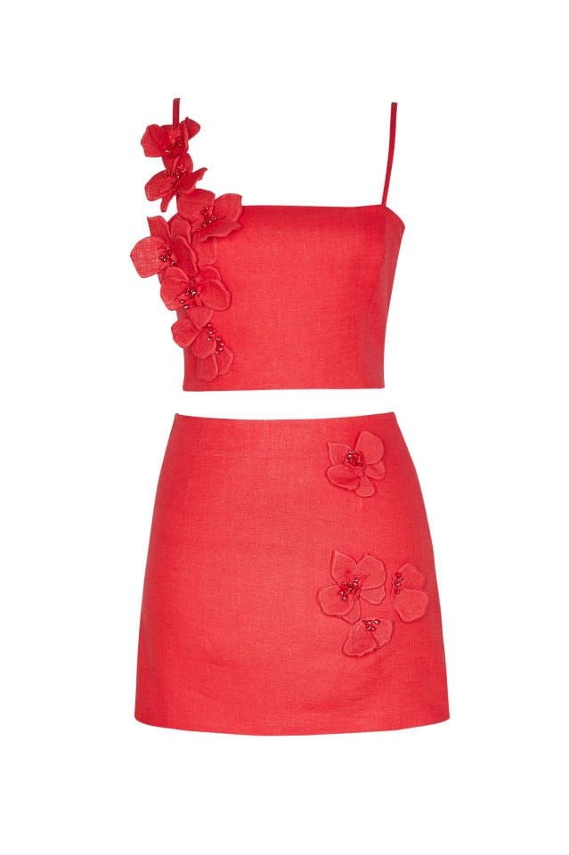 Oralia Fleur Set in Coral