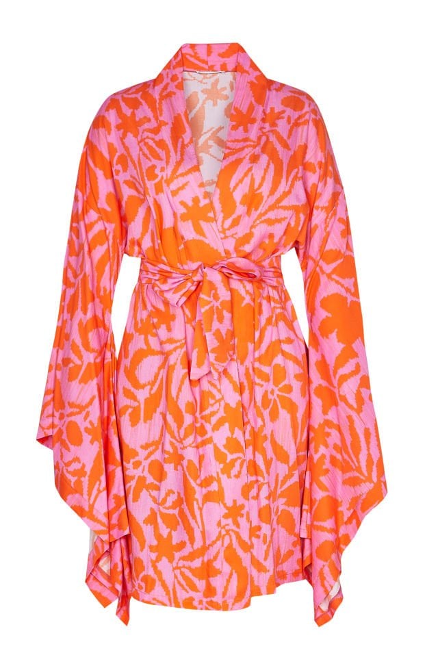 Zayana Floral Print Kimono in Pink