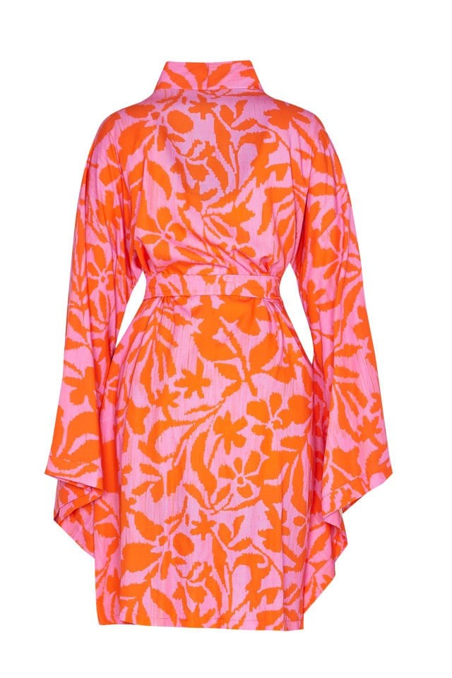 Zayana Floral Print Kimono in Pink