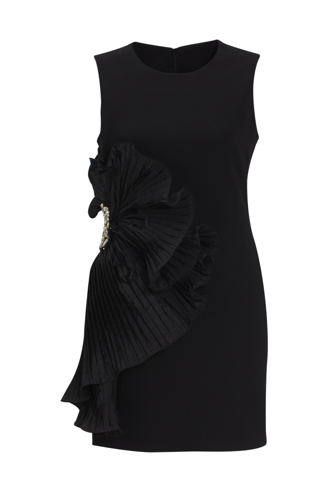 Sleeveless Mini Dress with Embellished Ruffle