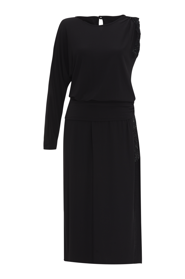 Cut-out Leg Asymmetrical Midi Dress