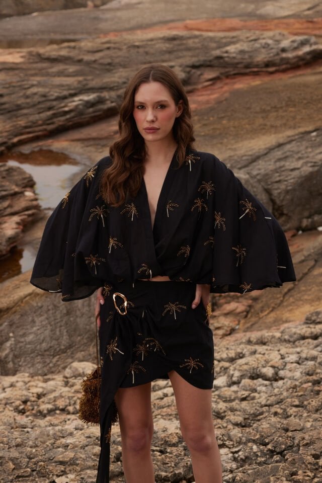 Mireya Embellished Co-Ord Set in Black