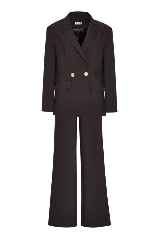 Tailored Double-Breasted Suit in Brown