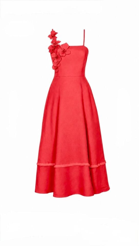 Oralia Fleur Dress in Red
